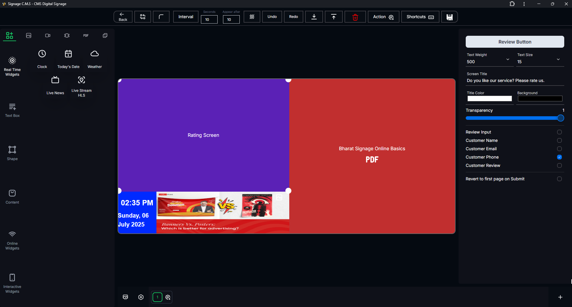Review and Rating Layout Example